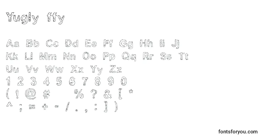 characters of yugly ffy font, letter of yugly ffy font, alphabet of  yugly ffy font
